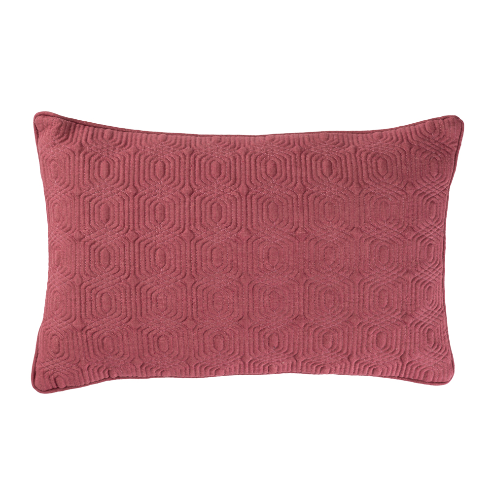 Sierkussen Geo Deco linnen aubergine 35x55 cm