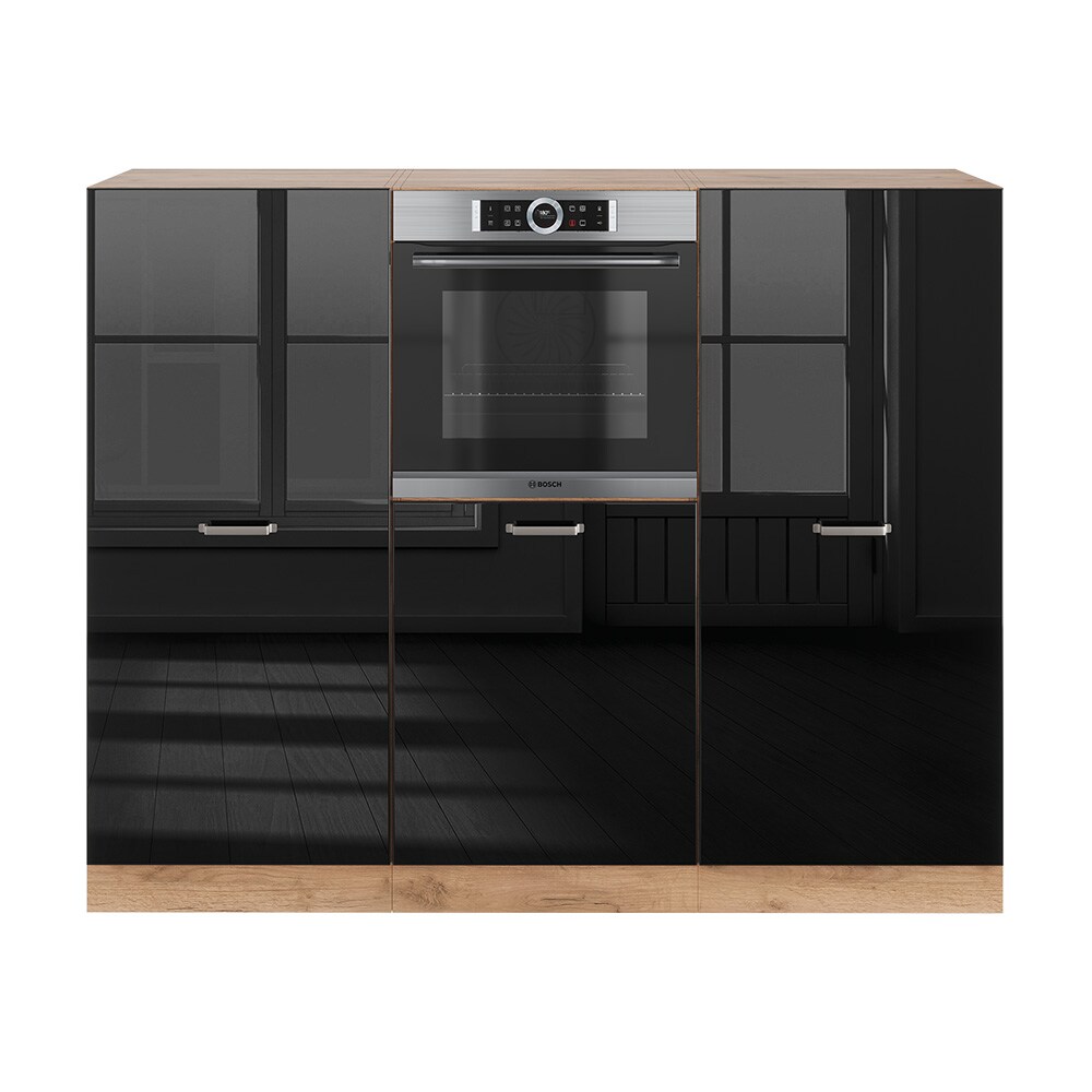 Vicco Küchenzeile R-Line Solid Eiche Schwarz 180 cm modern Küchenschränke Küchenmöbel