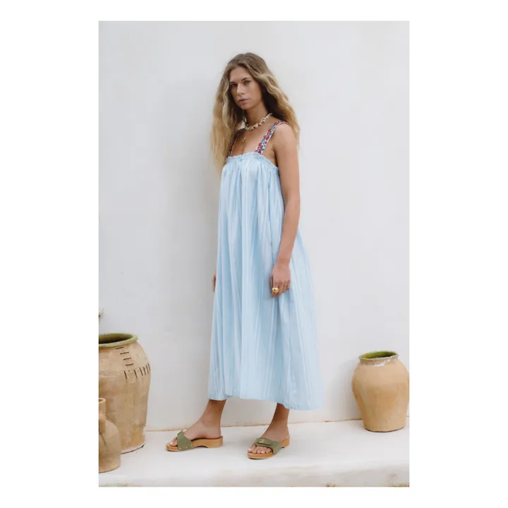 JoSephine Robe Mojito Broderies Rayures | Bleu ciel
