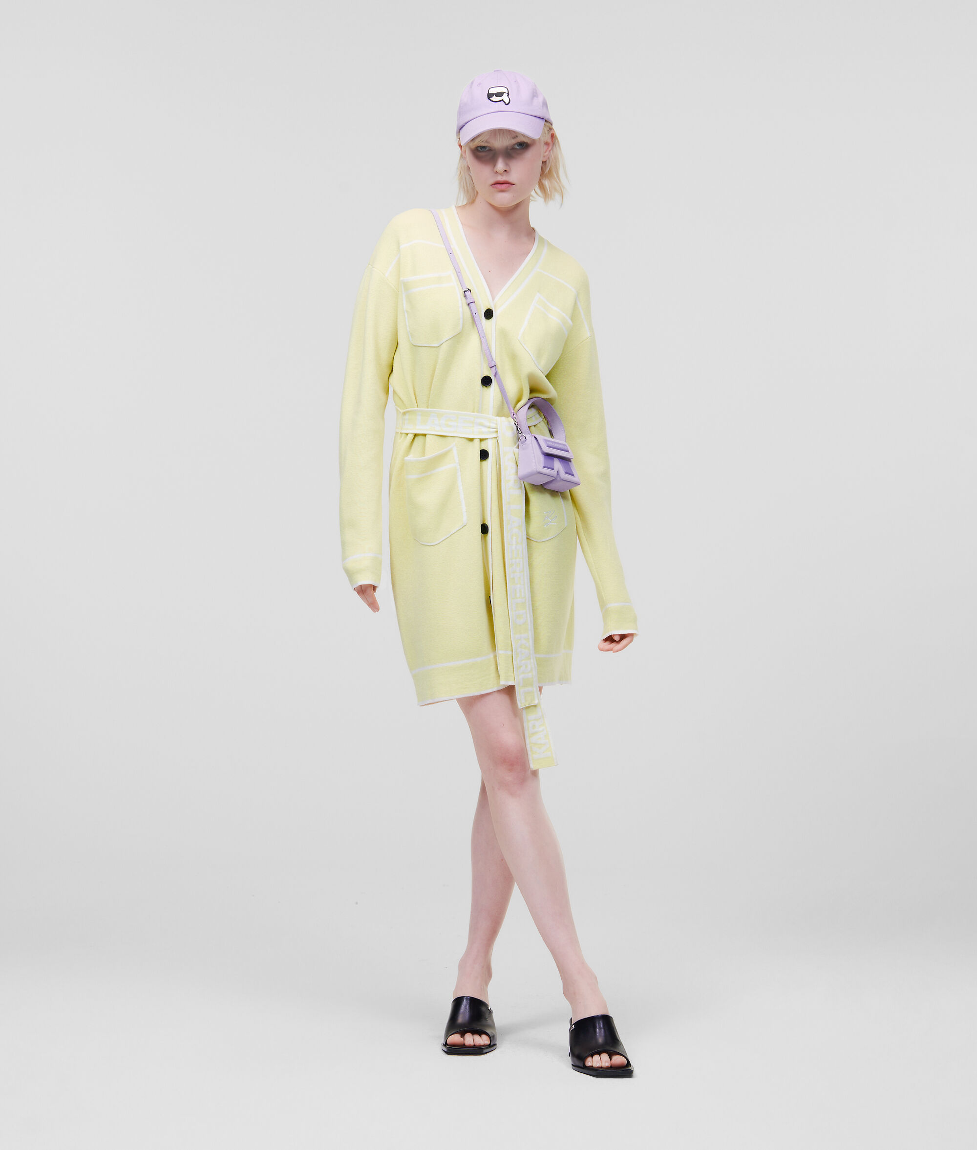 CARDIGAN AVEC CEINTURE ORNÉE DU LOGO KARL