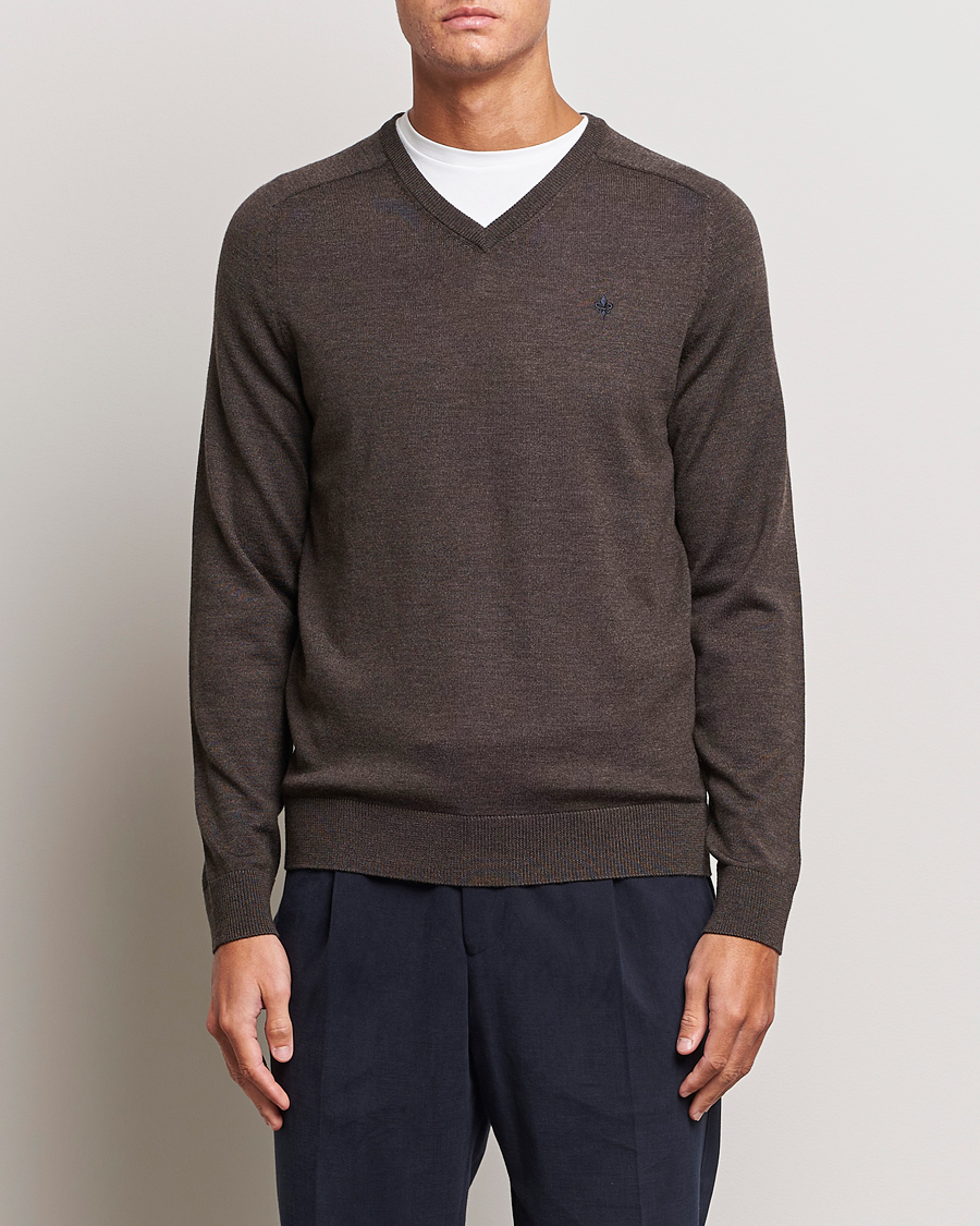 Morris Merino V-neck Brown