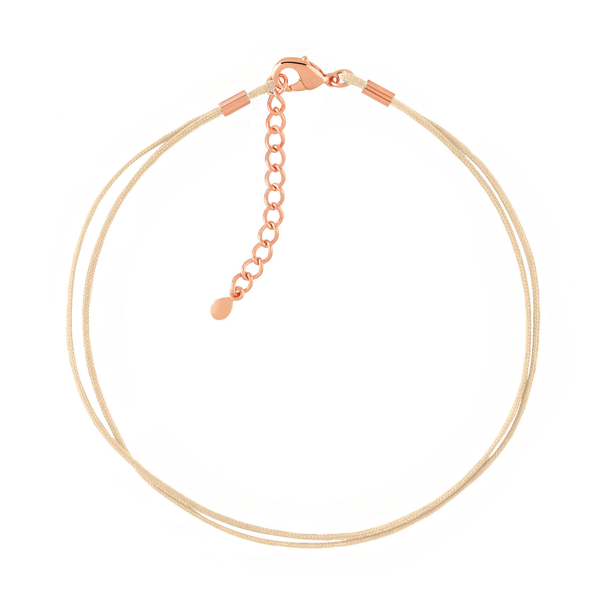 Bracelet plaqué or rose cordon coton sable