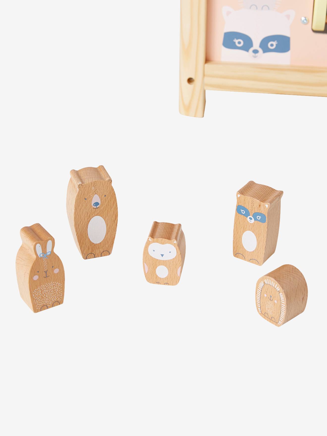 Cubo de atividades grande, feito de madeira com certificação FSC®. Rosa
