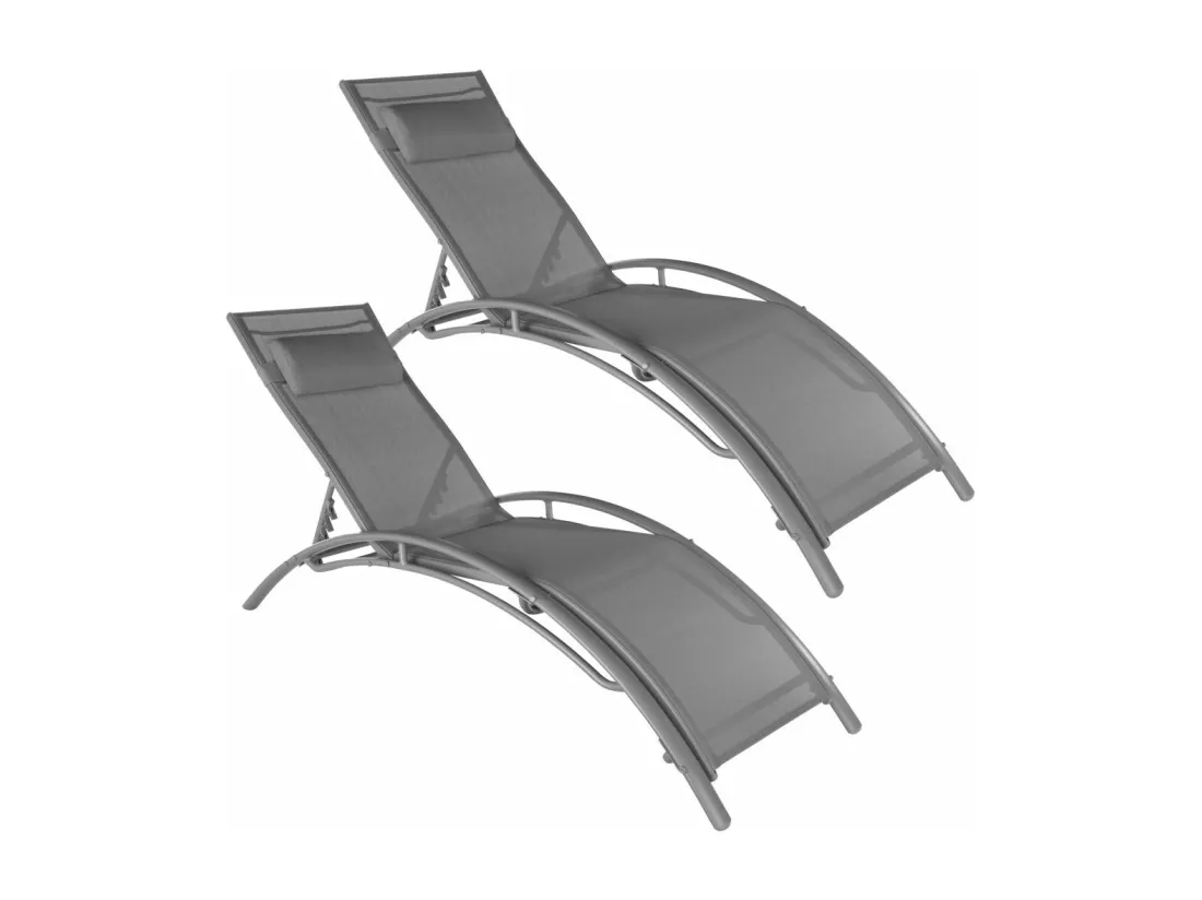 Lot de 2 transats grise 158 x 59 x 81.5 cm 2208196