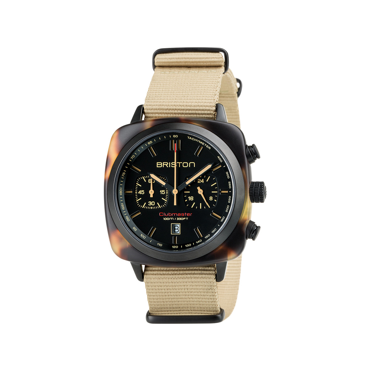 Montre BRISTON clubmaster sport homme bracelet tissu vert kaki