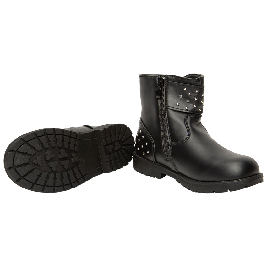 Bottines noires fantaisie avec double boucles pour fille