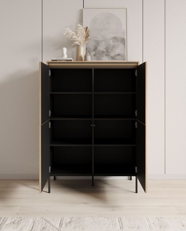 Meubella - Timoteo - Dressoir - Eiken - 4 Deuren - 8 Opbergvakken