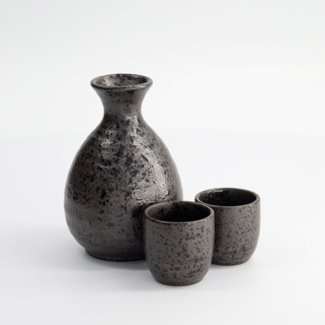 Sake Set Kuro Tetsusabi 3-Delig