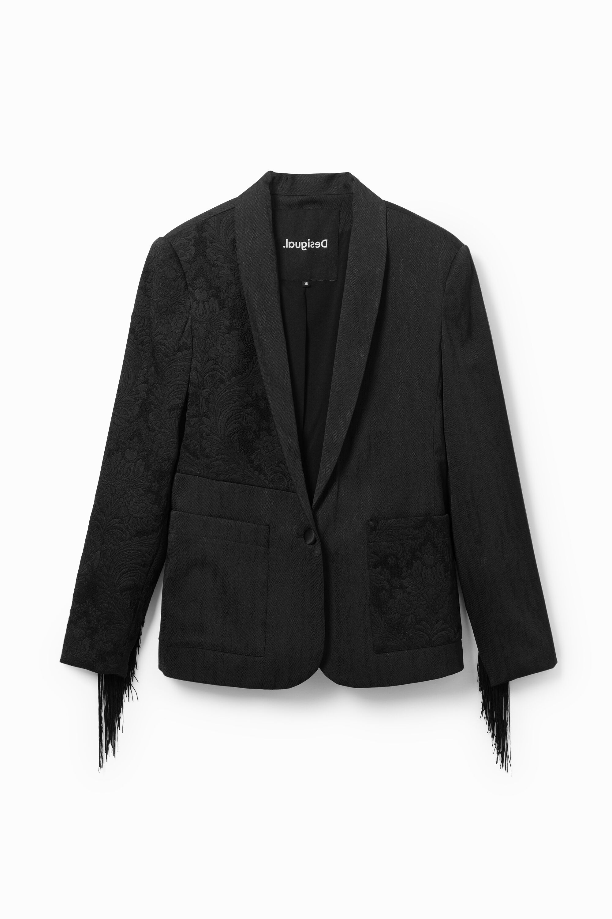 Blazer jacquard à franges