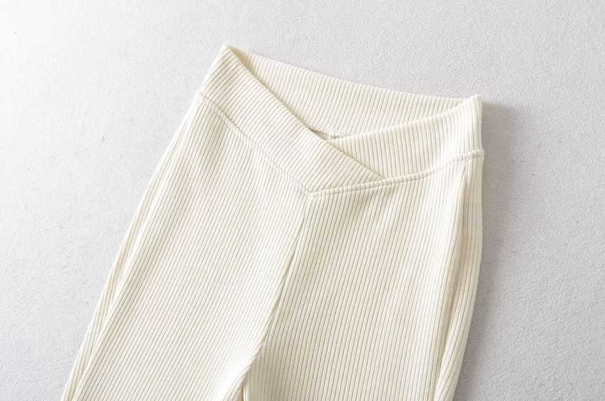 Osion - Hoge taille effen bootcut gebreide broek