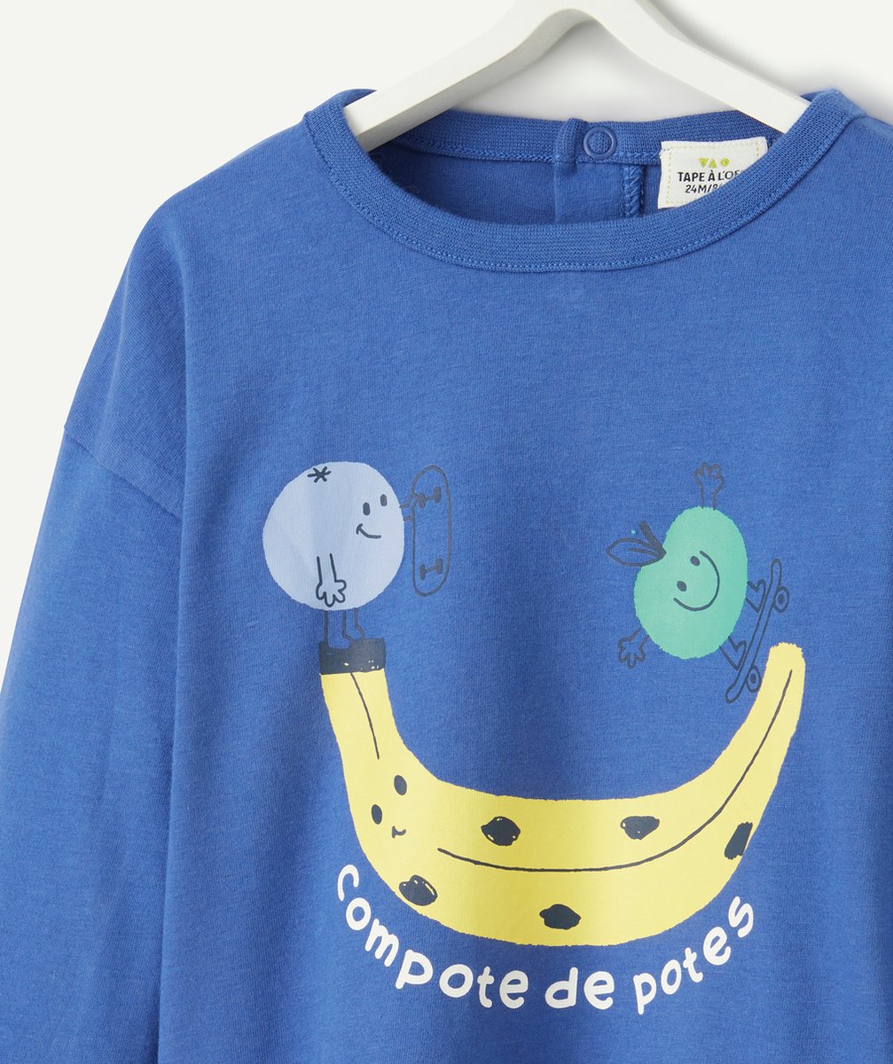T-SHIRT BÉBÉ GARÇON EN COTON BIO BLEU AVEC FRUITS