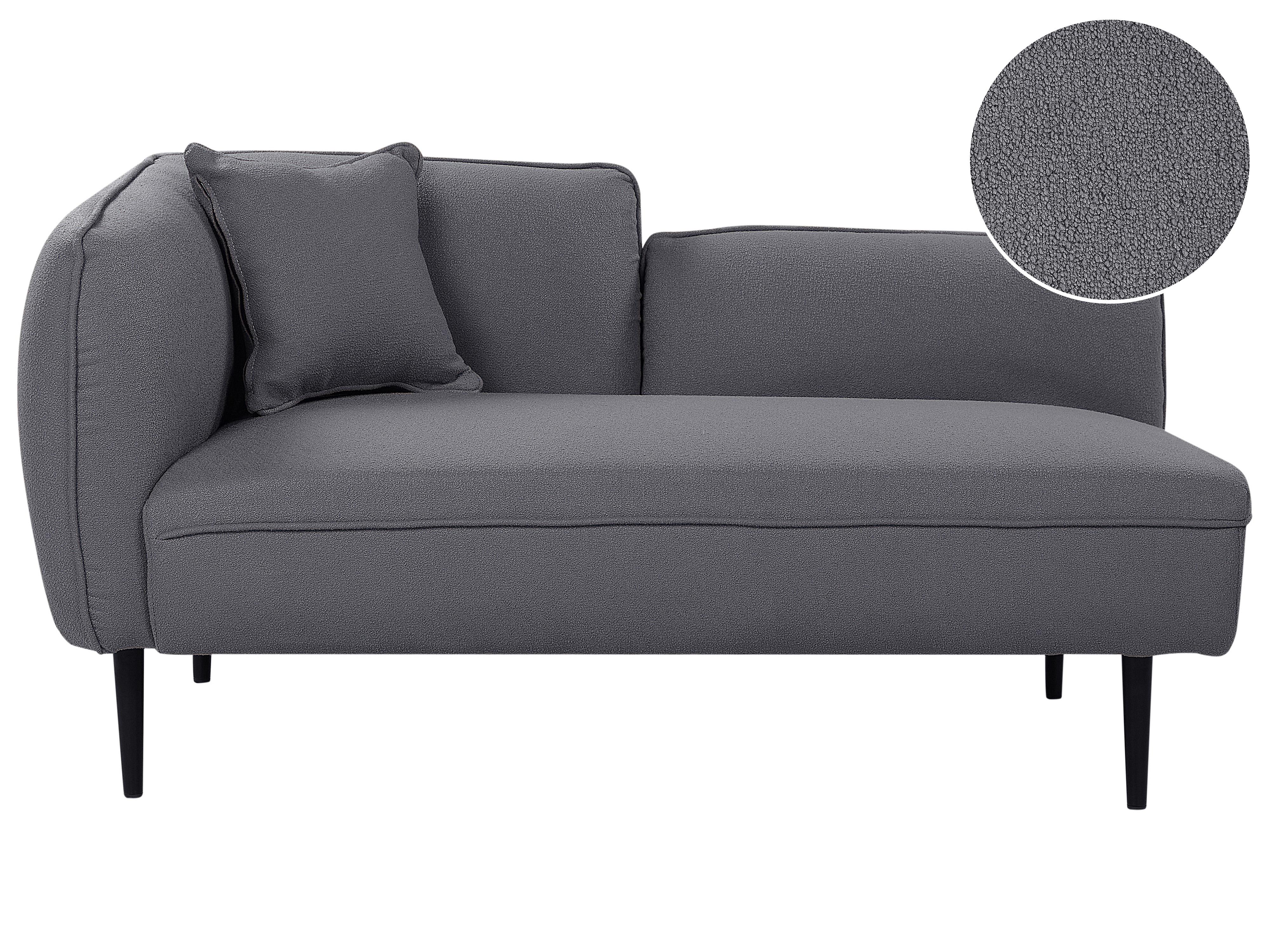 Linkszijdige chaise longue CHEVANNES Bouclé Donkergrijs