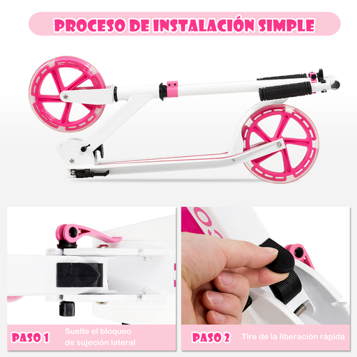 Patinete dobrável Costway com altura ajustável, capacidade de carga de até 100 kg e 2 rodas com luzes.