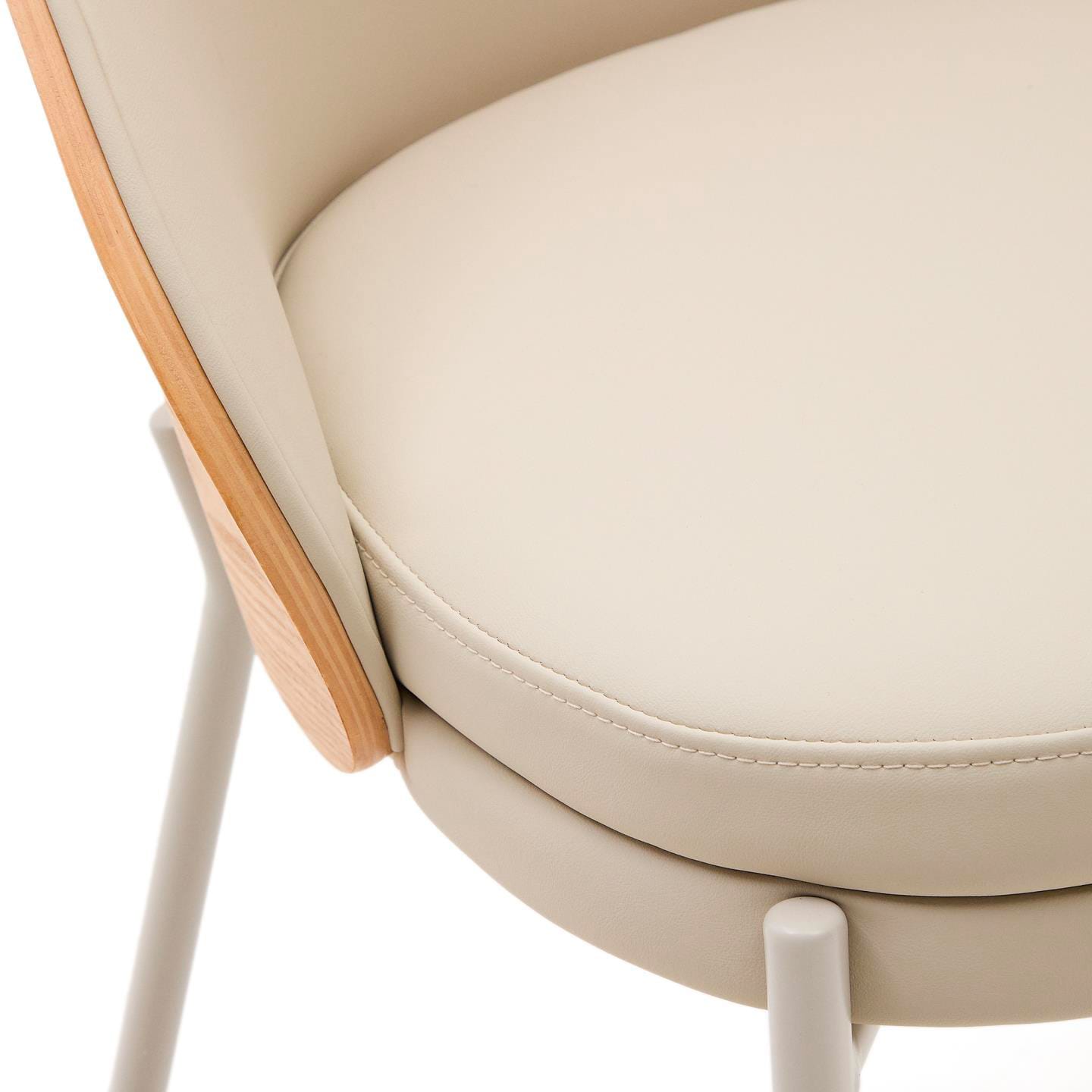 Kave Home Stuhl EAMY Lederlook beige/braun/beige