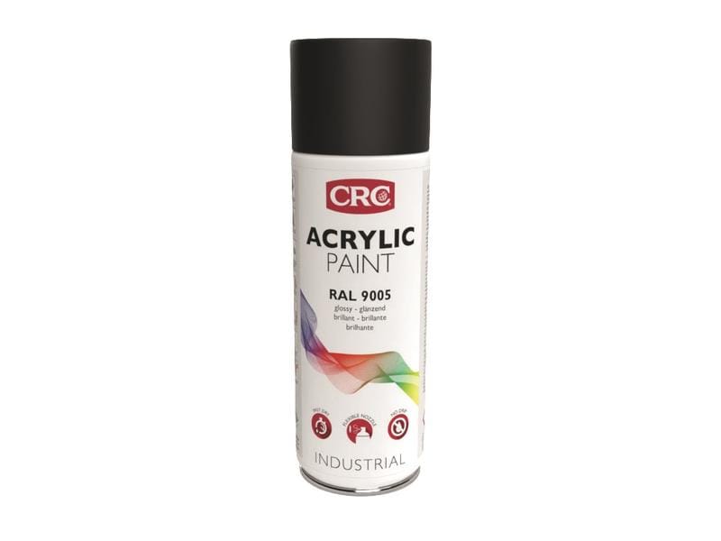 CRC Sprühfarbe ACRYLIC PAINT 9005 Tiefschwarz Glanz 400 ml Farb-Schutzlack, glanz