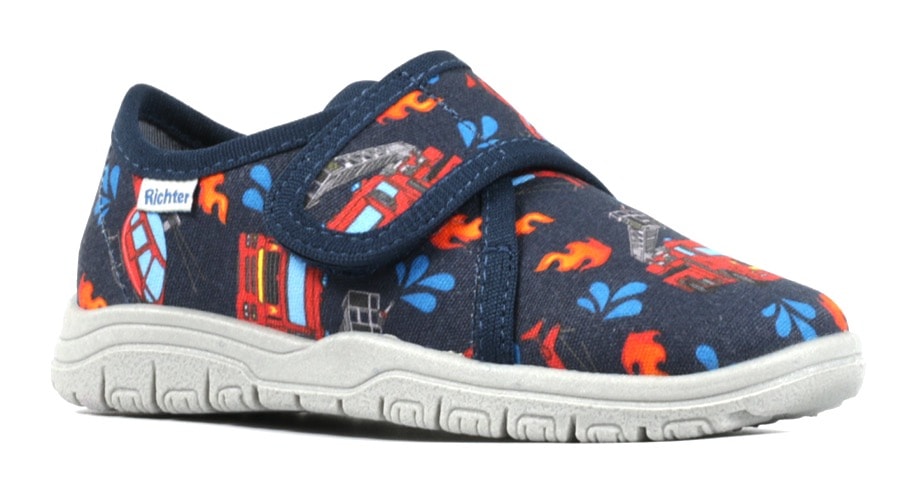 Richter Hausschuh »WMS: mittel«  Klettschuh, Kindergarten Schuh mit coolen Feuerwehr-Motiven