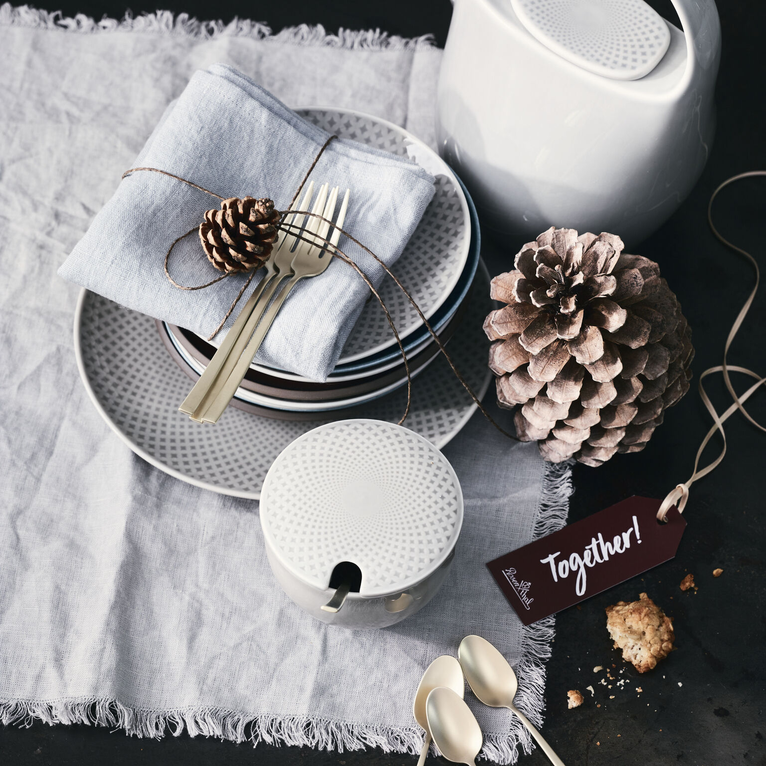 Junto Pearl Grey Zuckerdose mit Einschnitt