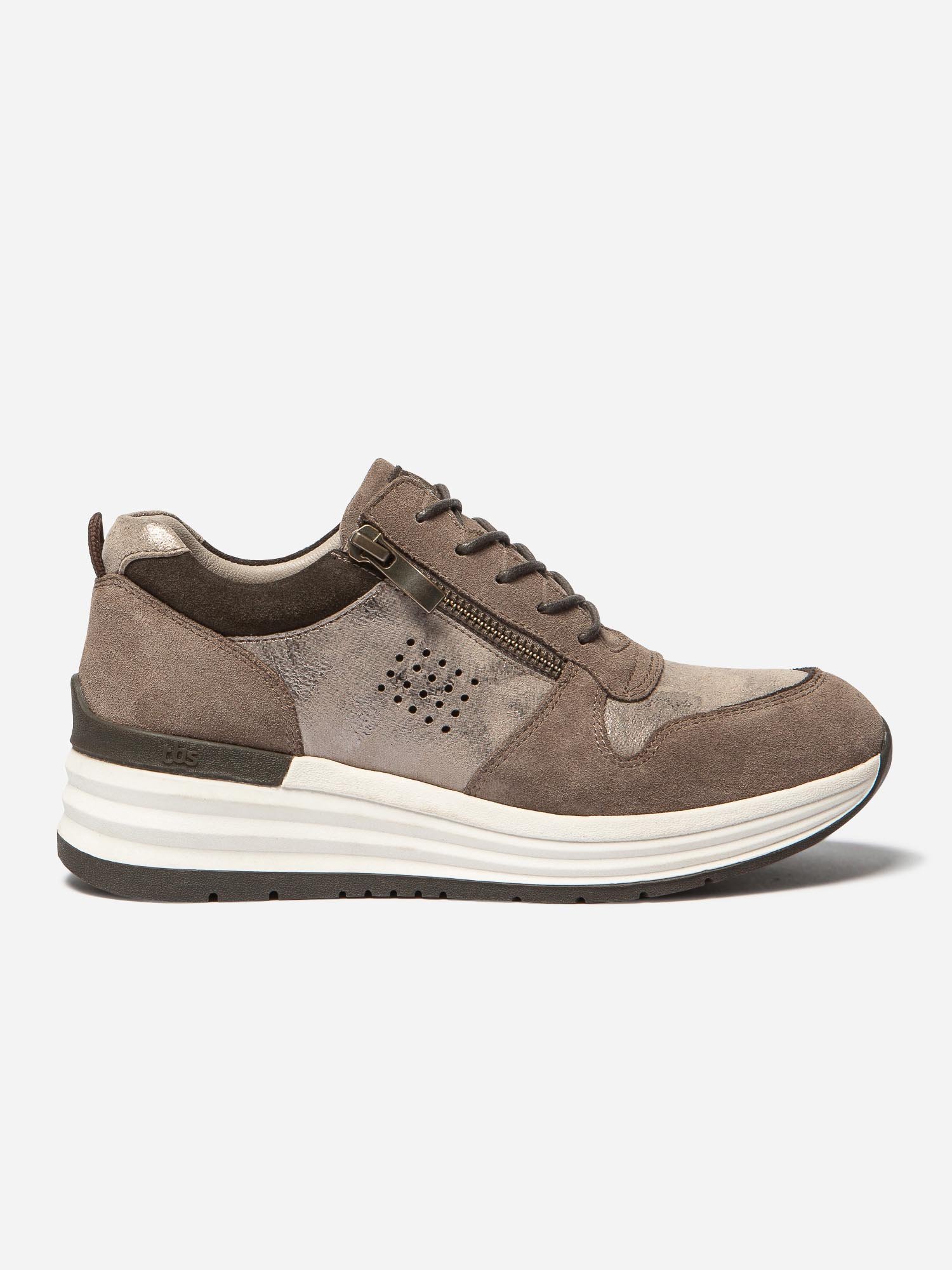 Baskets Femme Semelle Compensée Cuir Marron