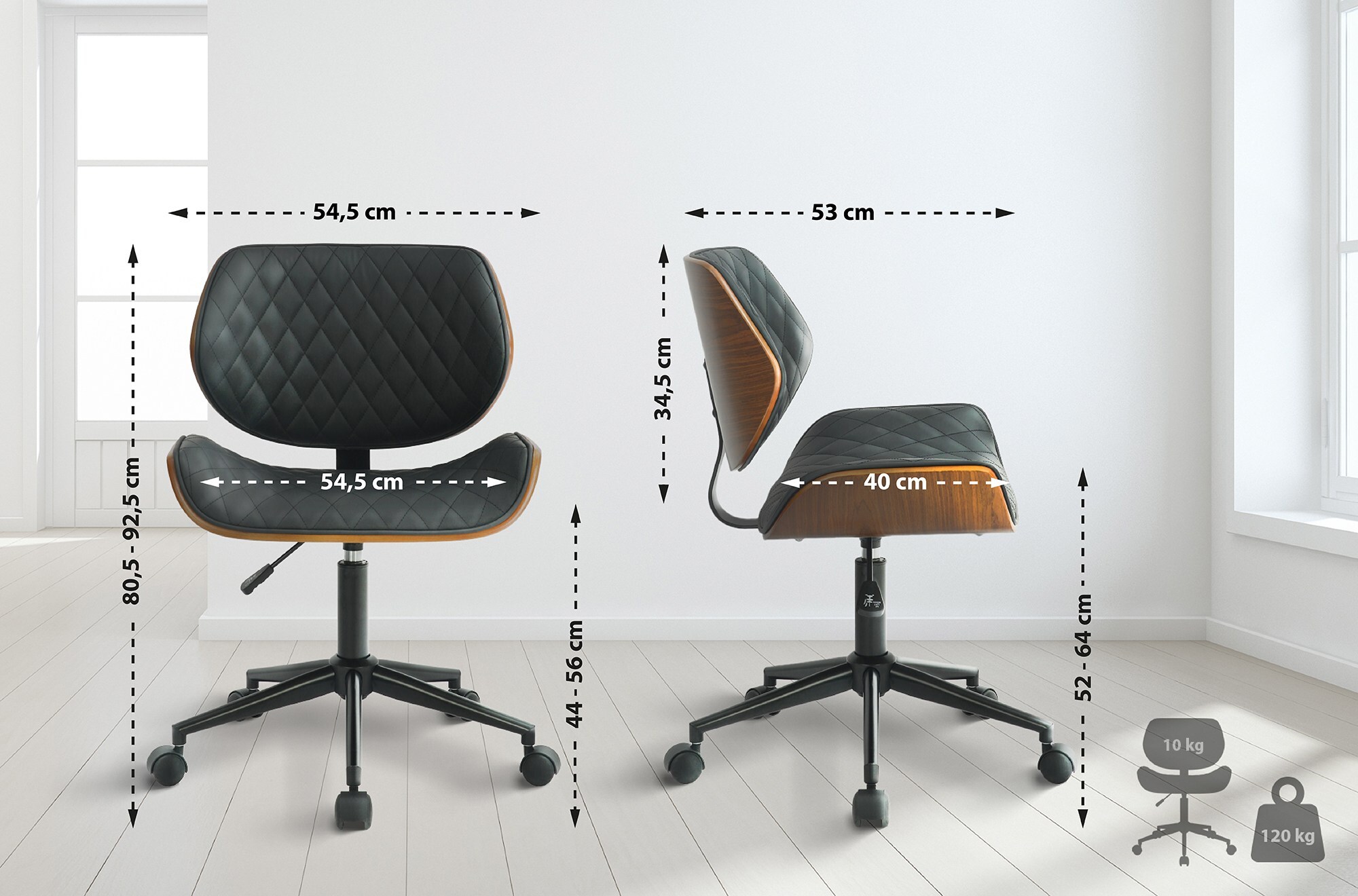 CLP Bürostuhl Harvest Kunstleder I Höhenverstellbar I Ideal Für Home-Office I PC Stuhl Und Schreibtischstuhl