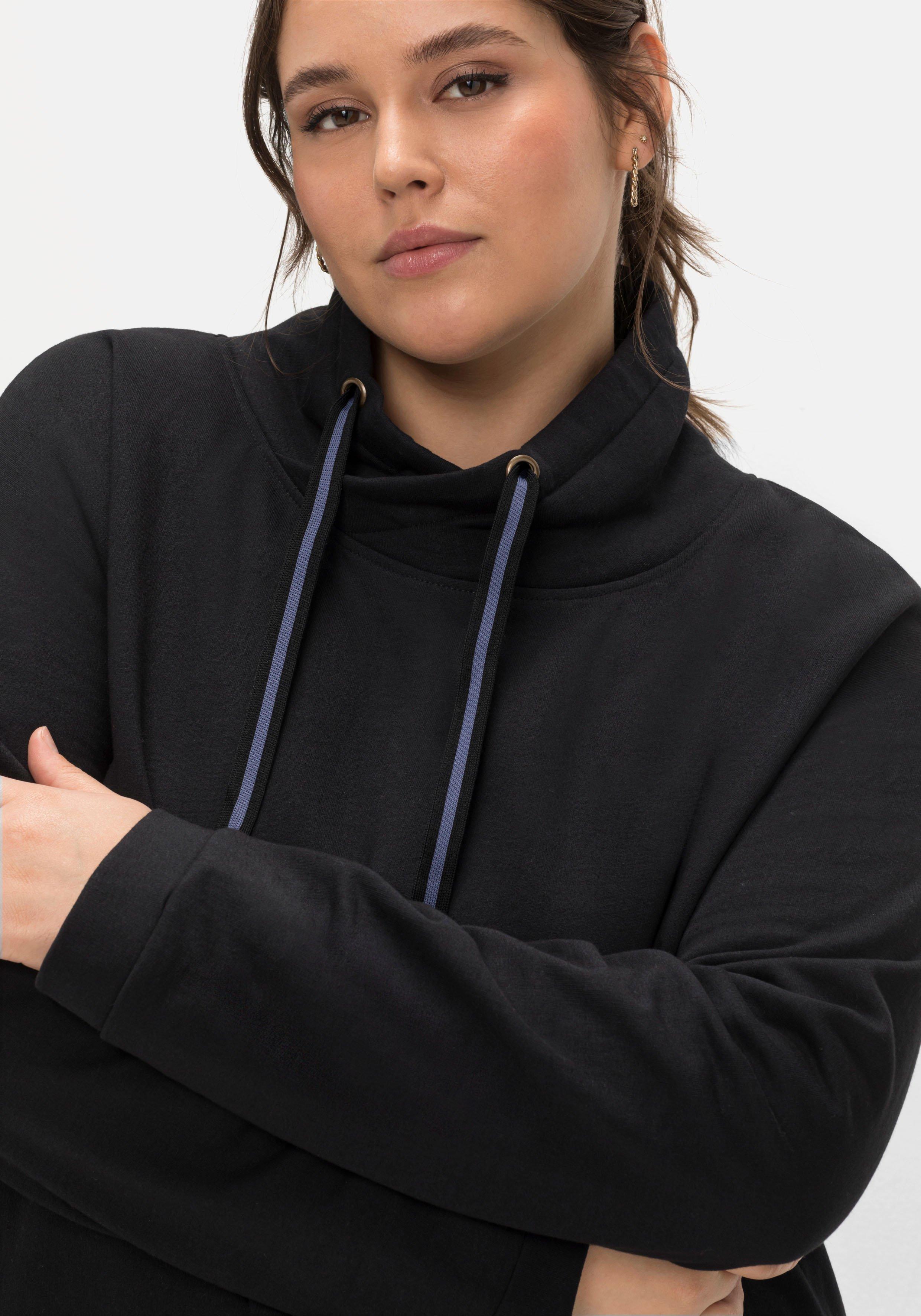 Sweatshirt in A-Linie, mit Taschen und Kragen