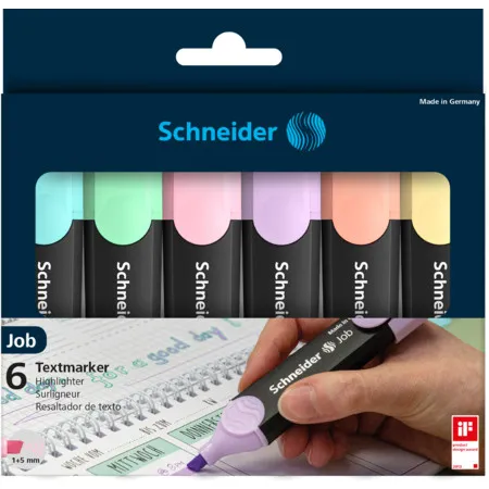 Schneider Textmarker Job Pastell, 6er-Etui