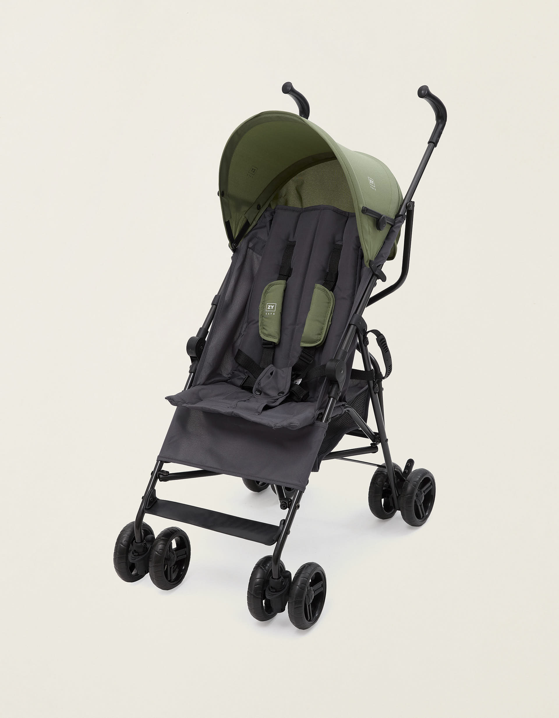 Carrinho Bengala ZY Safe Road Plus, Cinza/Verde