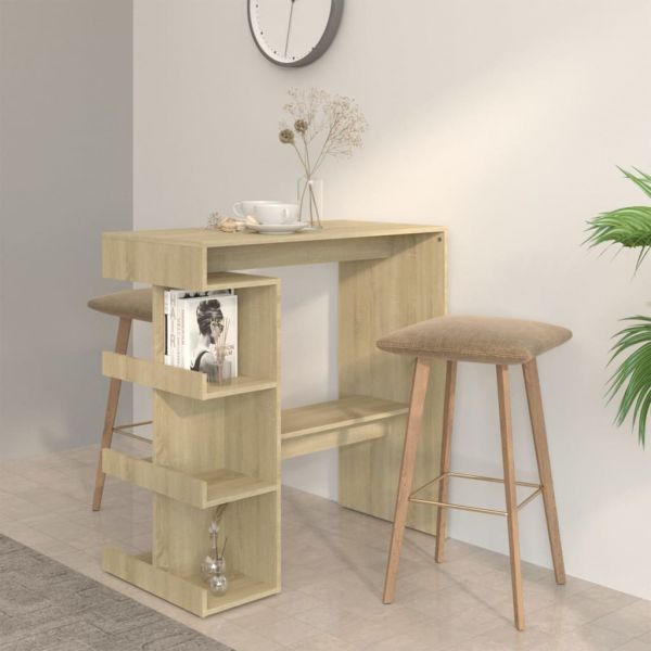 Mesa de Bar com Prateleiras 100x50x101,5 cm Contraplacado Sonoma - 809452