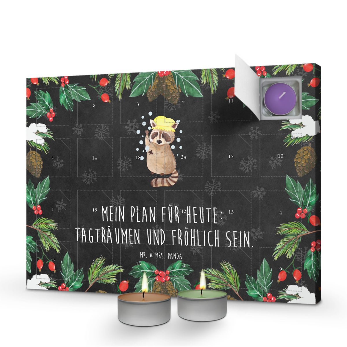 Mr. & Mrs. Panda Geurkaars Adventskalender Wasbeer - Zwart