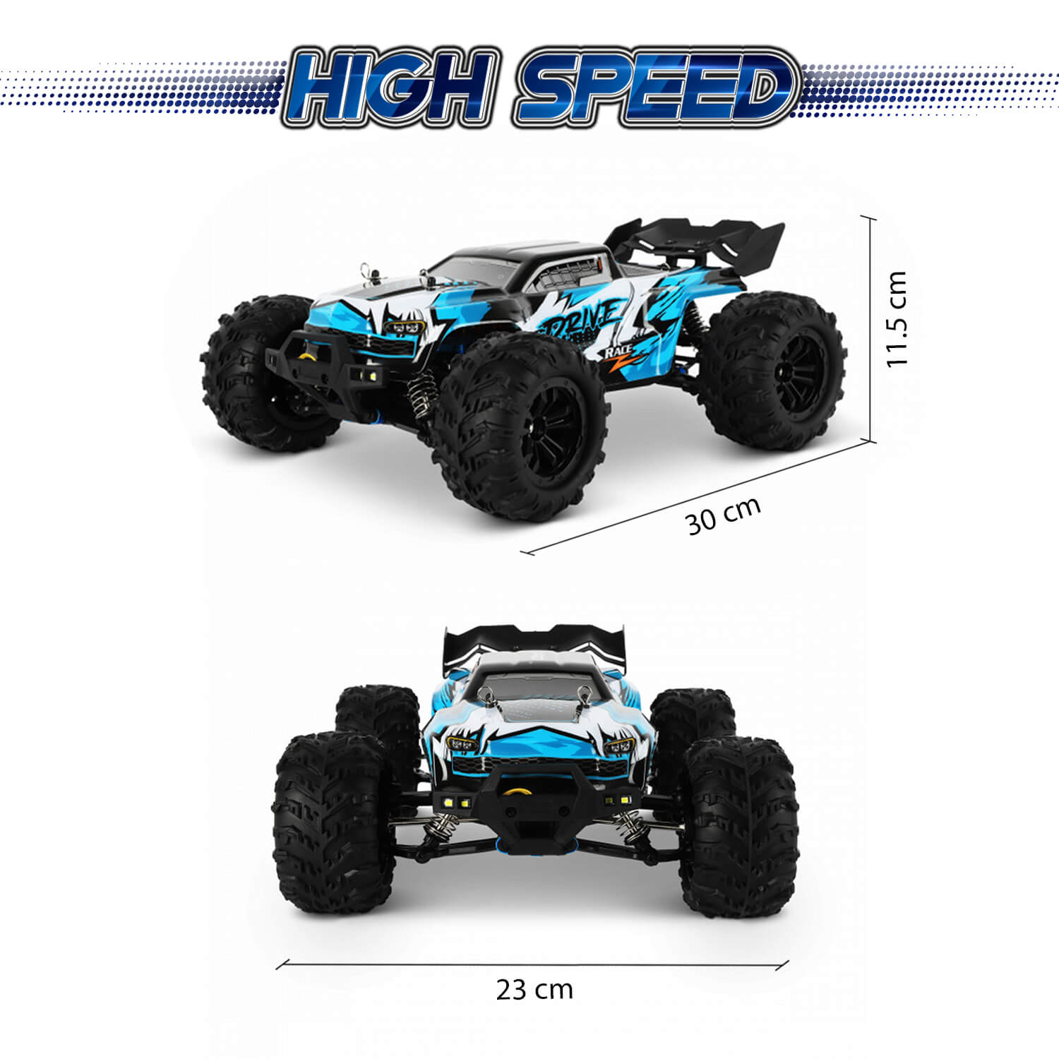Blij´r DRIVE ferngesteuertes RC Auto 70 km/h, 2 Chassis, 1:16, 2 Akkus, Allrad, 120m