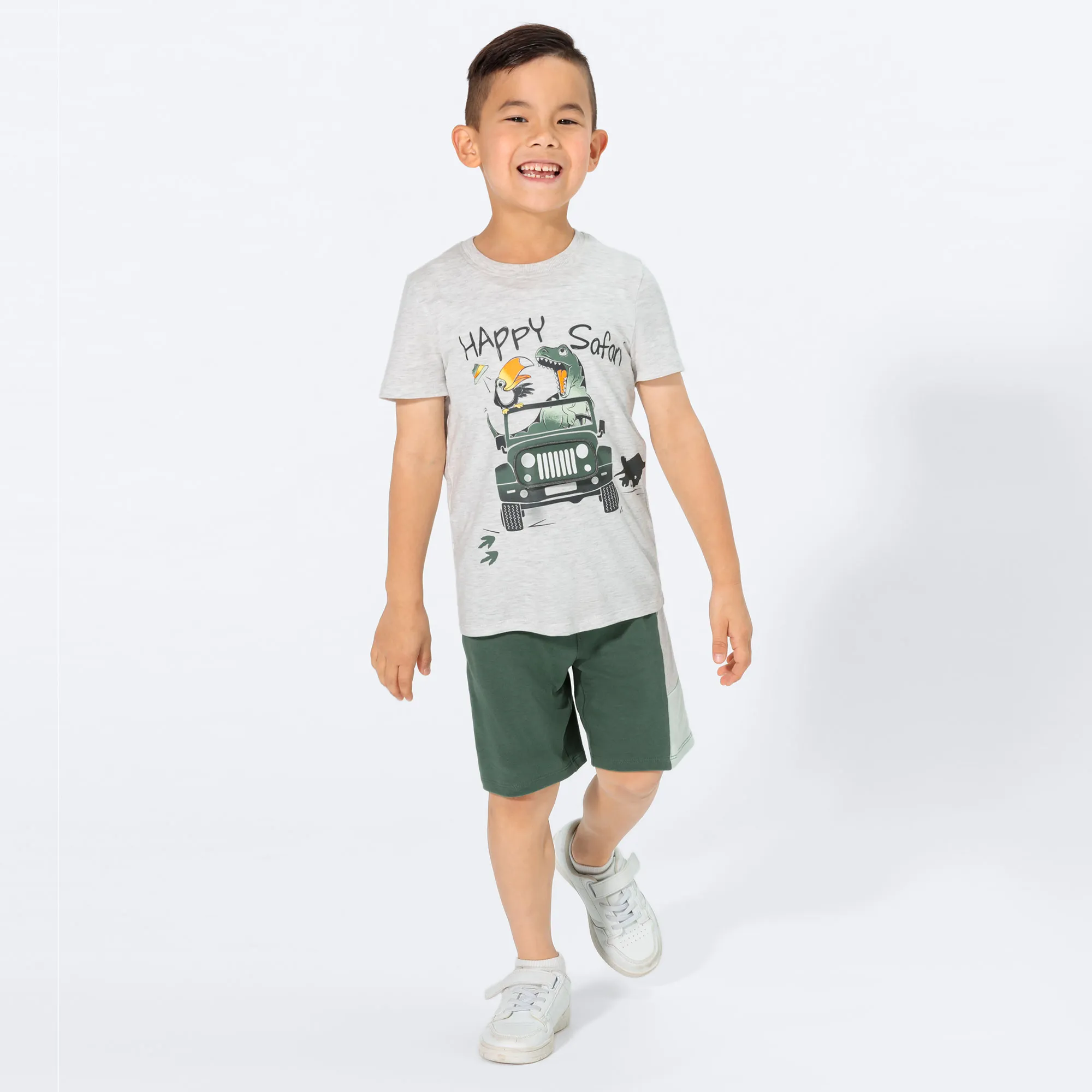 Jungen-Set mit Safari-Frontaufdruck, 2-teilig