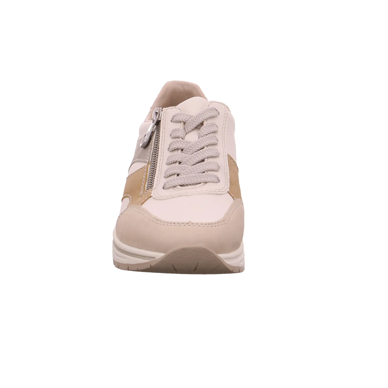 RIEKER Comfort-Schnürer Beige Lederimitat  mit Wechselfussbett