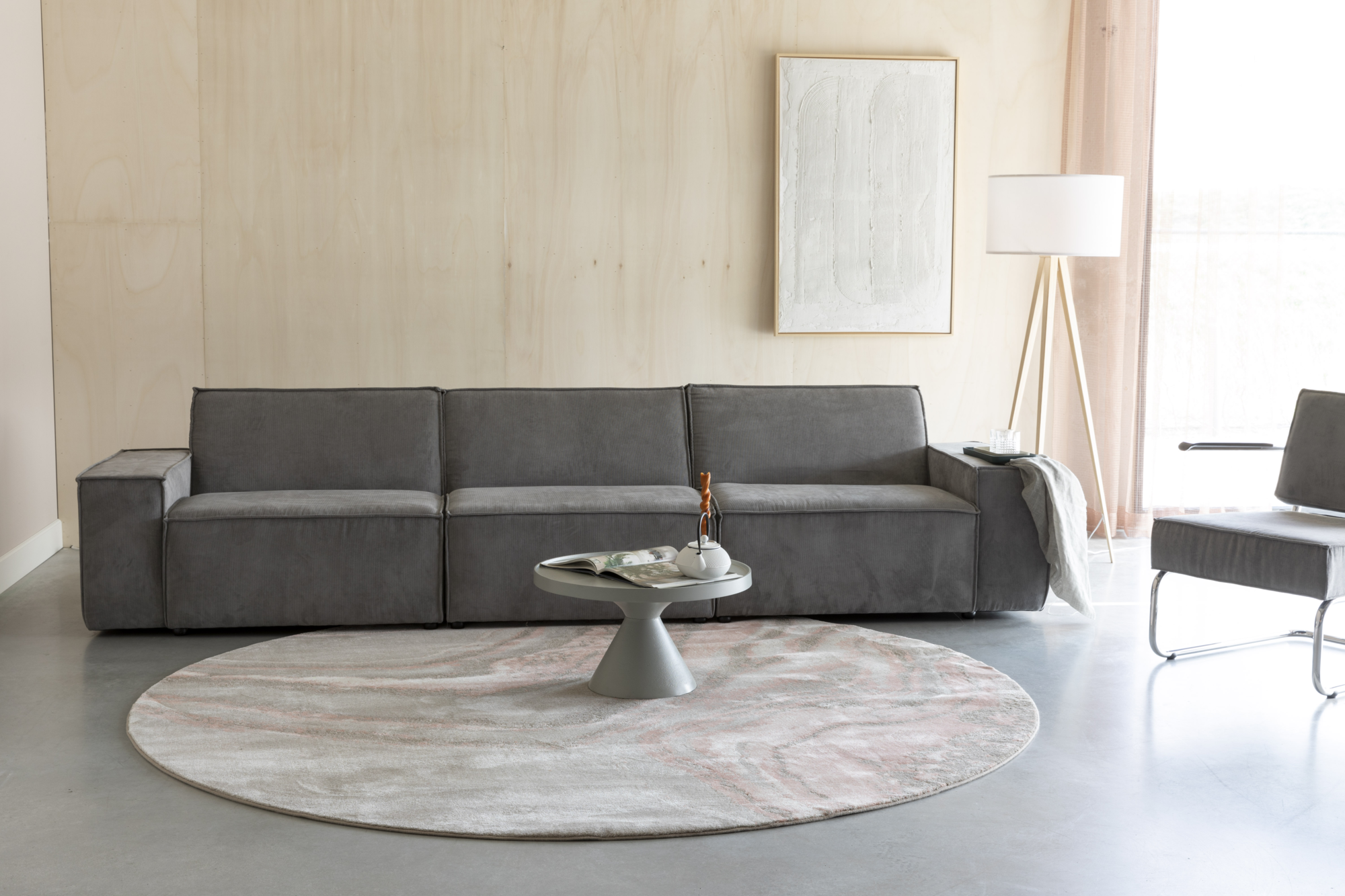 Vloerkleed Solar rond '240 grijs/terra