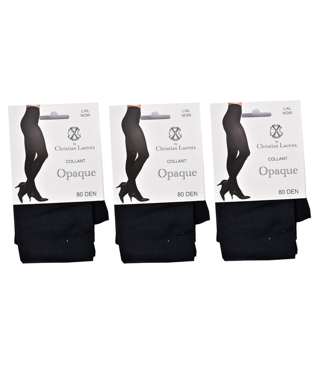 Collant Femme Confort et Qualité CHRISTIAN LACROIX Pack de 3 Collants Opaque 80D Noir 0290