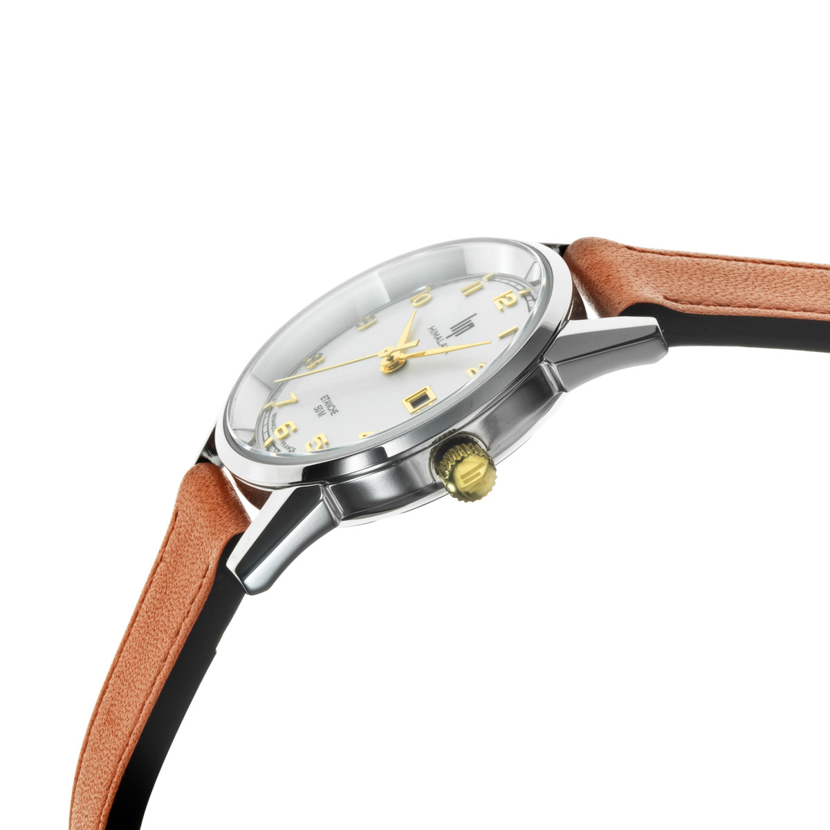 Montre LIP Himalayafemme acier bracelet cuir orange