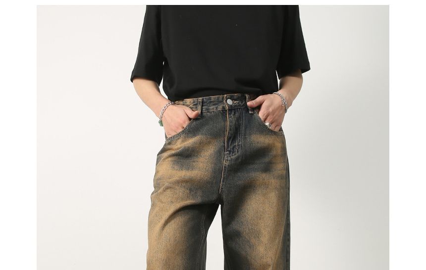 pinkdropper - Mid Rise Washed Wide Leg Jeans