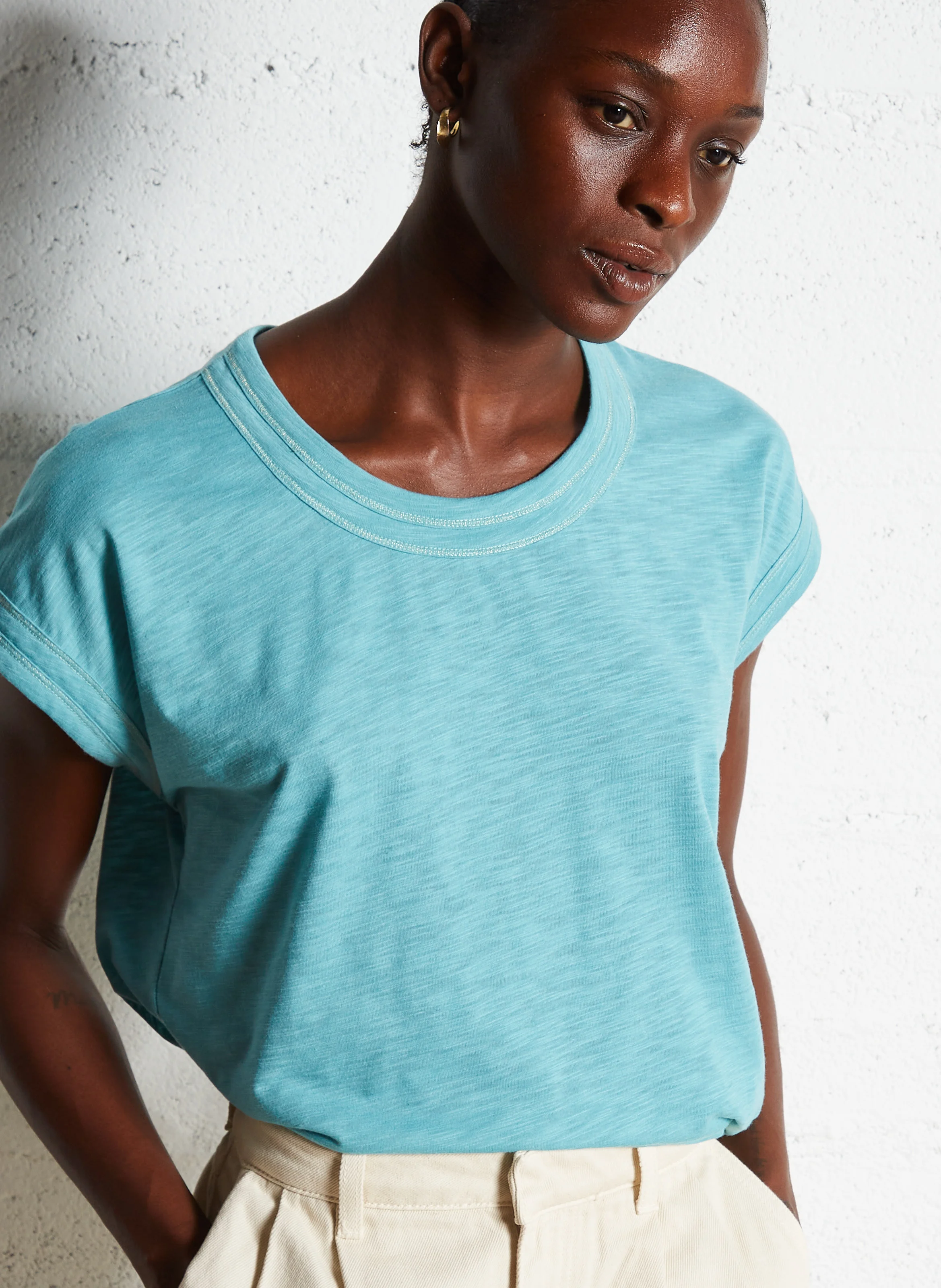 TINA - Tee-shirt en coton mélangé | Bleu
