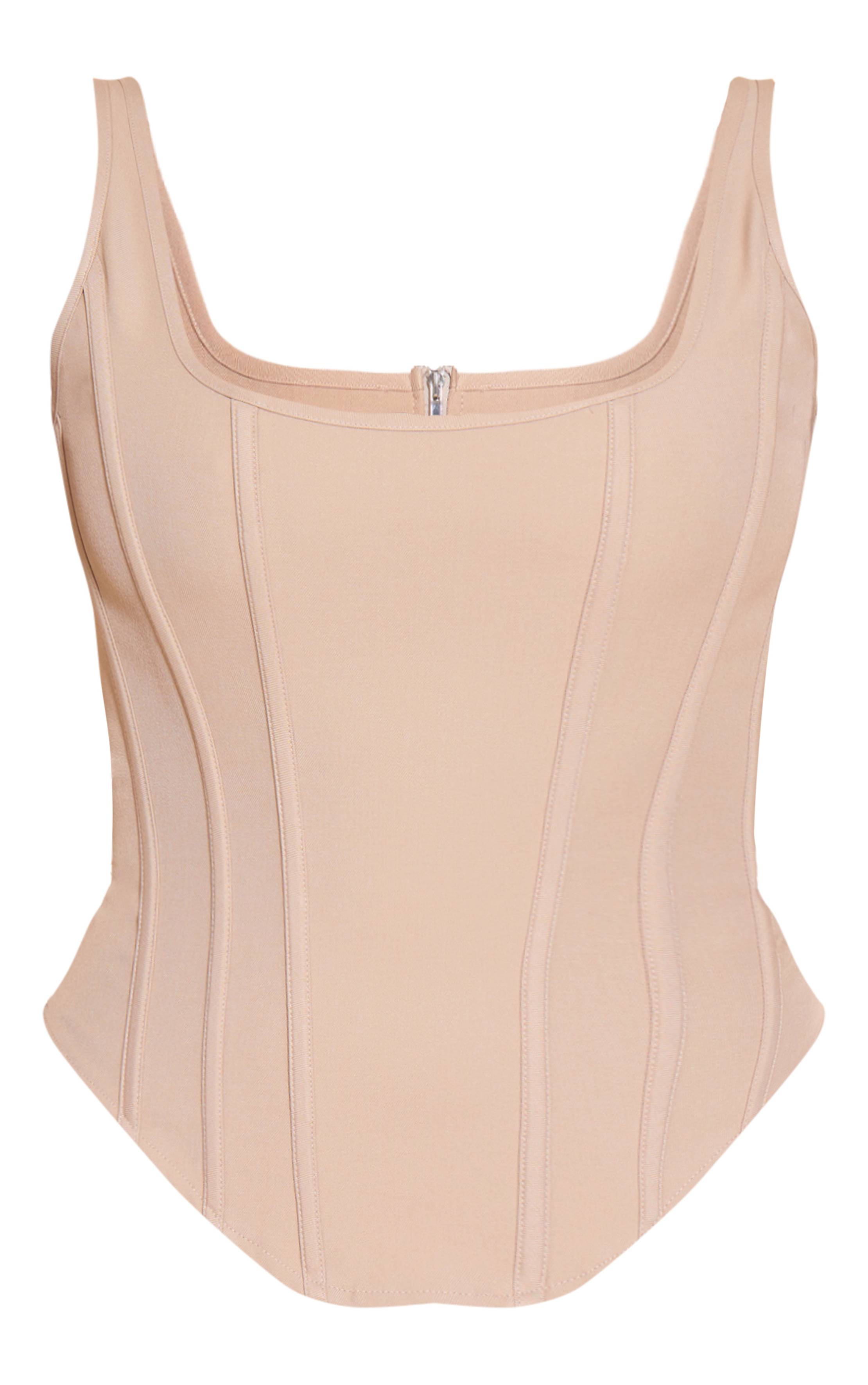Gris Pierre Corset Long À Baleines Avec Ourlet Plongeant