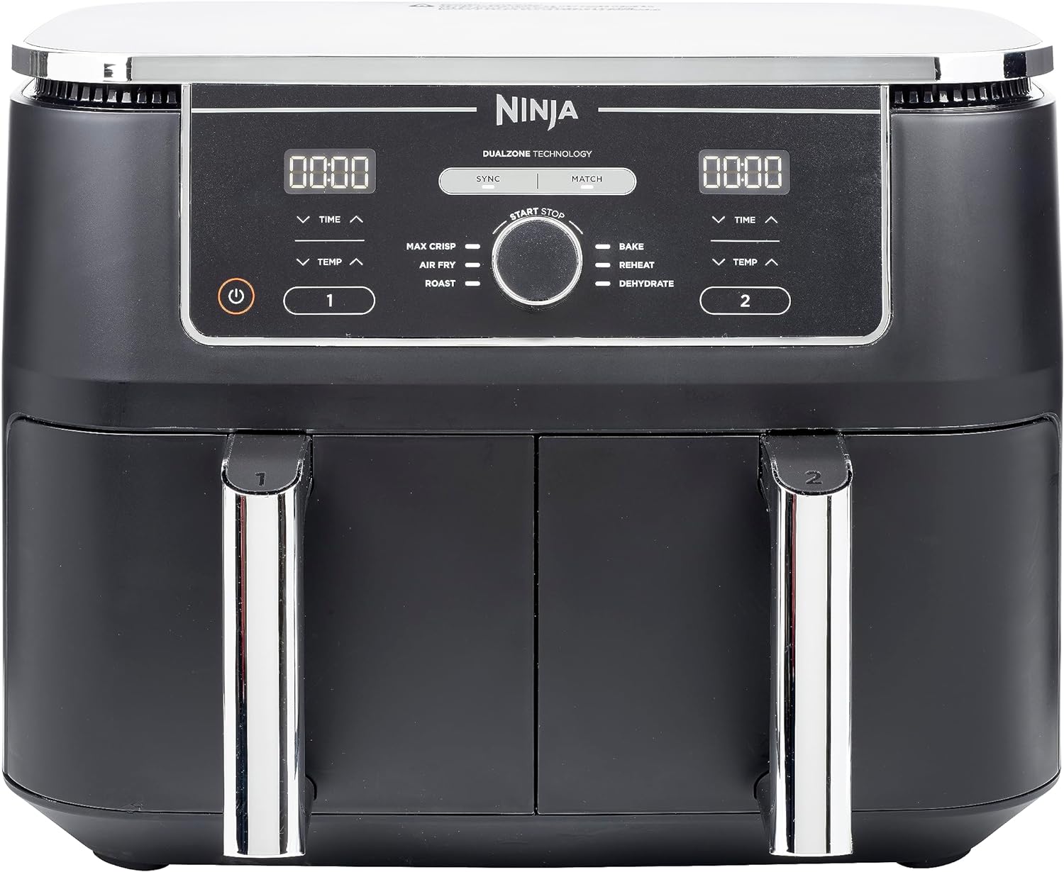Ninja Foodi MAX Friteuse à air numérique double zone, 2 tiroirs, 9,5 L, 6 en 1, n'utilise pas d'huile, Max Crisp, rôtir, cuire, réchauffer, déshydrater, cuire 8 portions, paniers antiadhésifs lavable