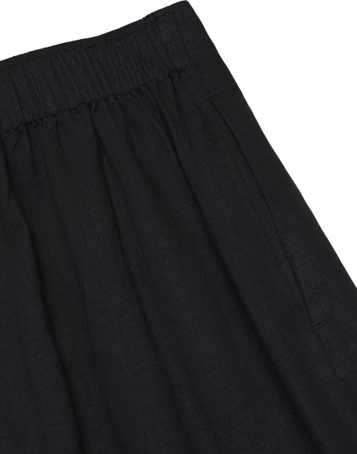 MANGO Wideleg linen trousers Black