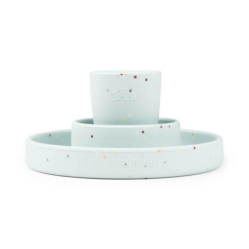 Coffret Repas Silicone CONFETTI Bleu - DONE BY DEER