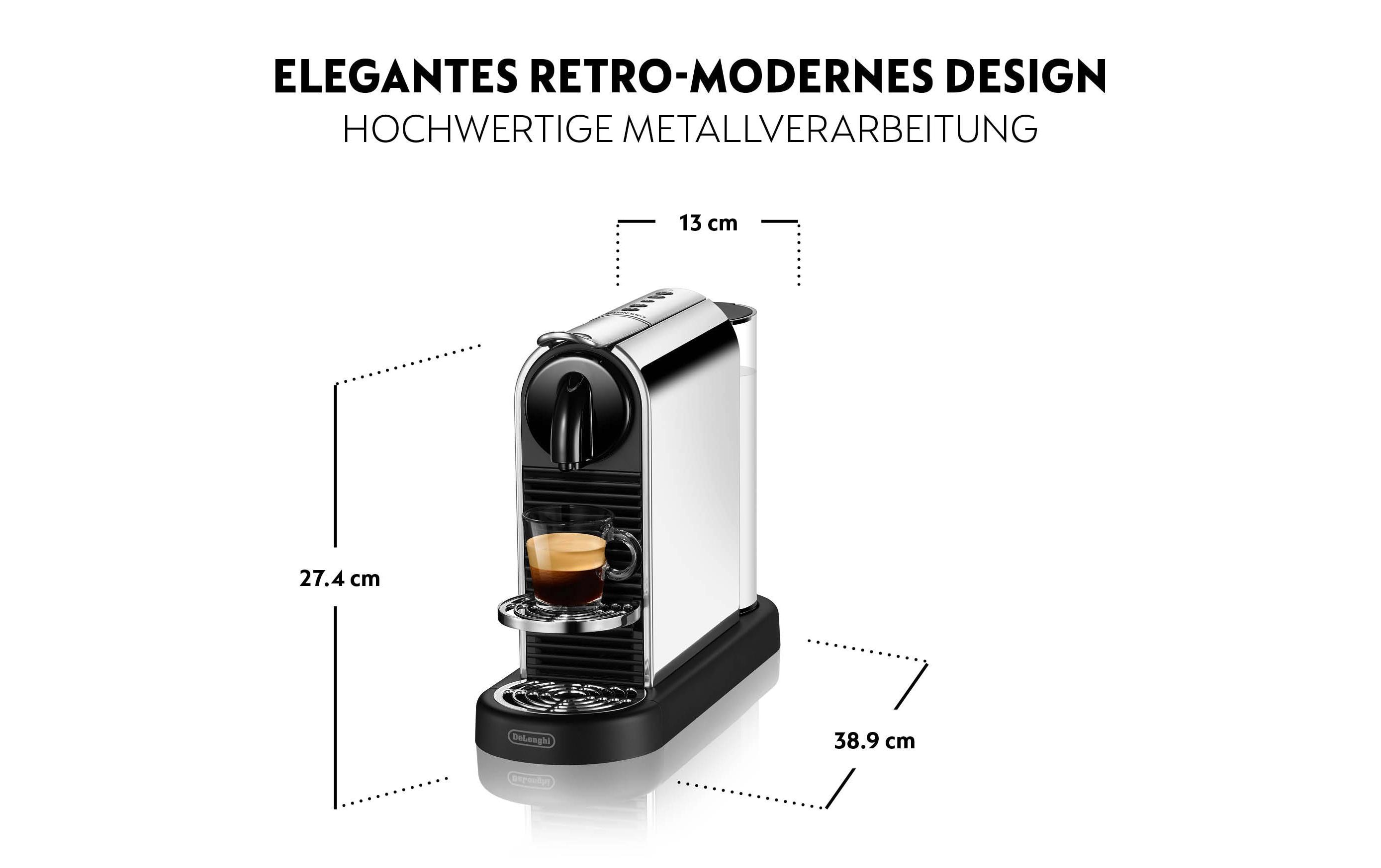 Kaffeemaschine Nespresso CitiZ Platinum EN220.M Silber<br>Elegante Nespressomaschine der Original Line mit Heisswasser-Funktion