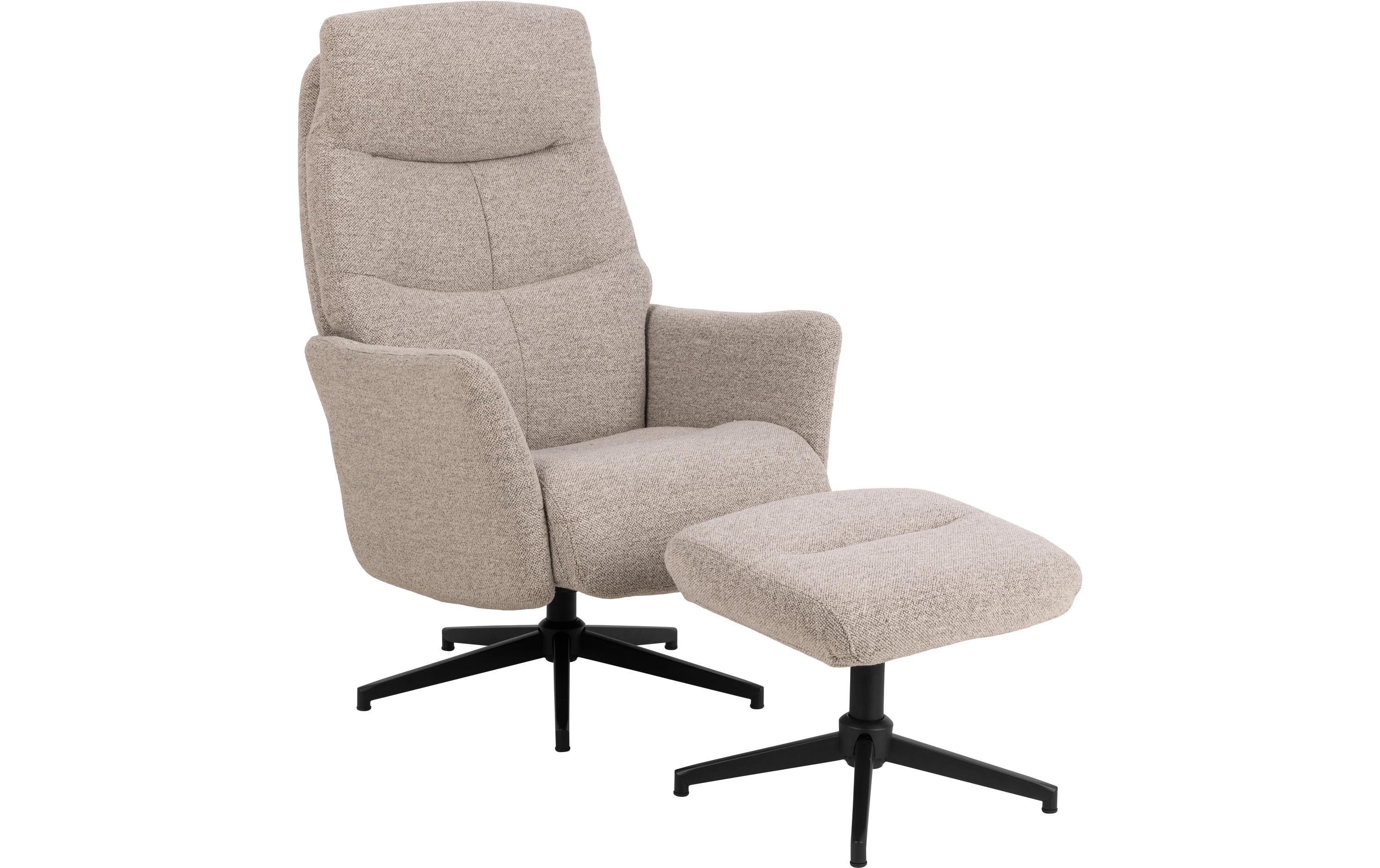 Sessel London Stahl/Textil, Beige<br>Edler Relaxsessel mit passendem Fusshocker