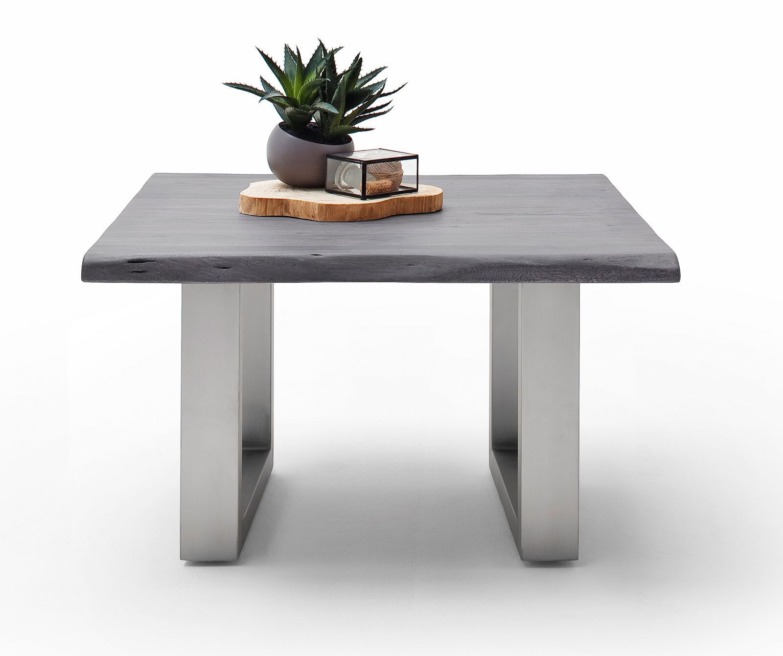 Couchtisch CARTAGENA U75 Edelstahl /massiv grau