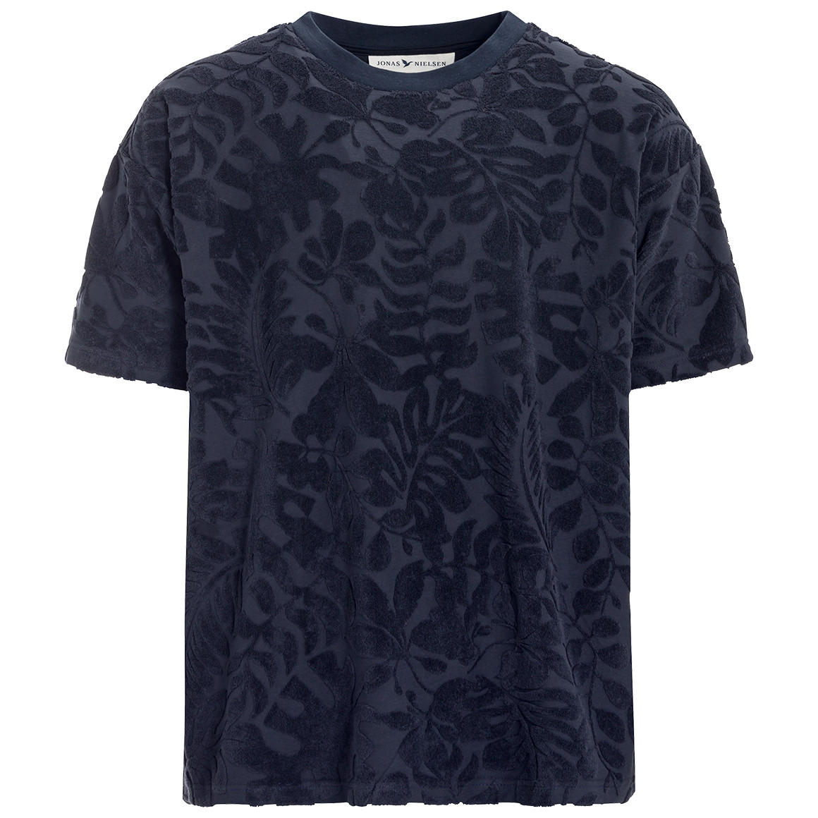 Jonas Nielsen Herren T-Shirt mit Frottee-Muster dunkelblau