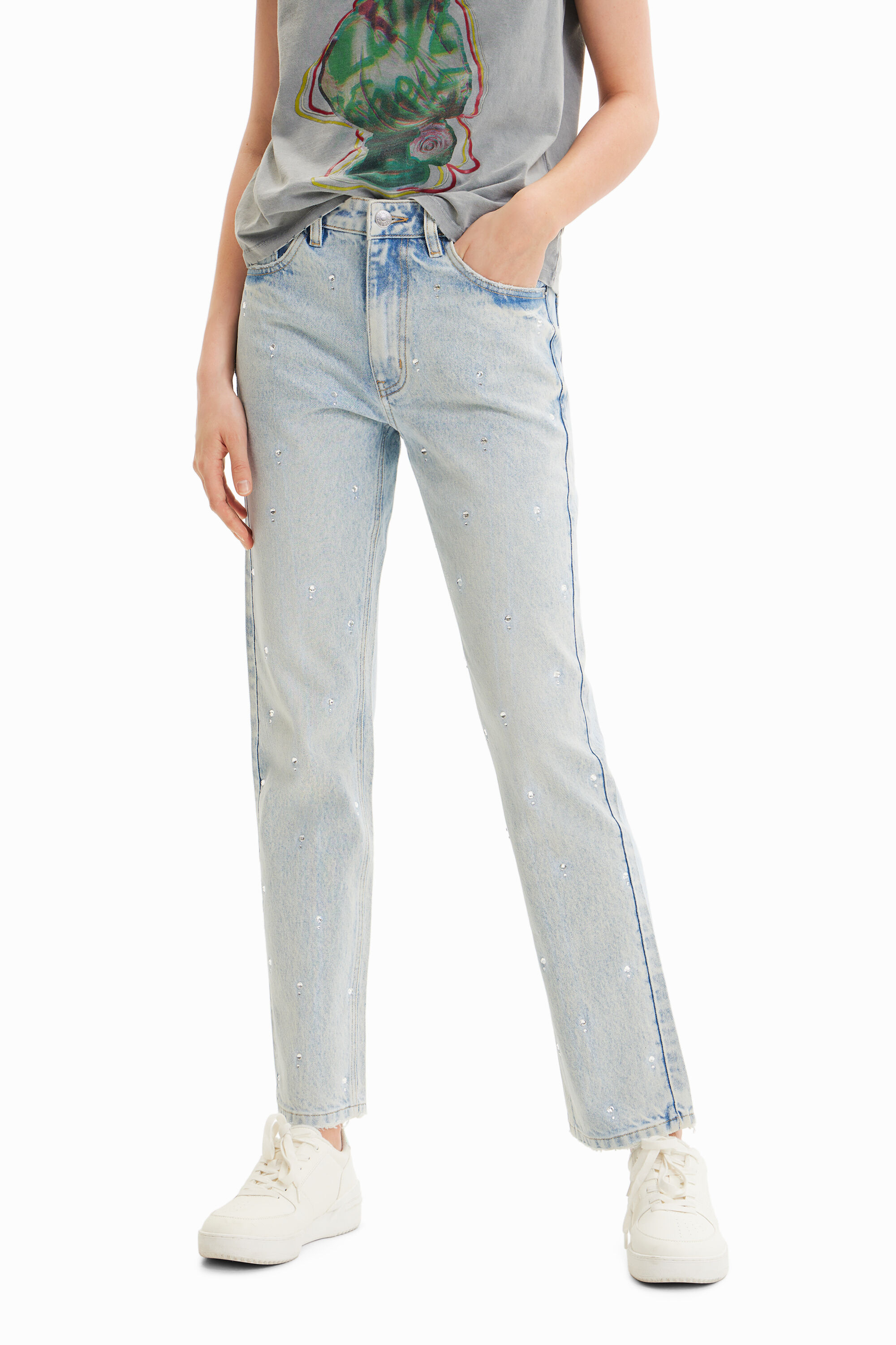 Jean droit strass