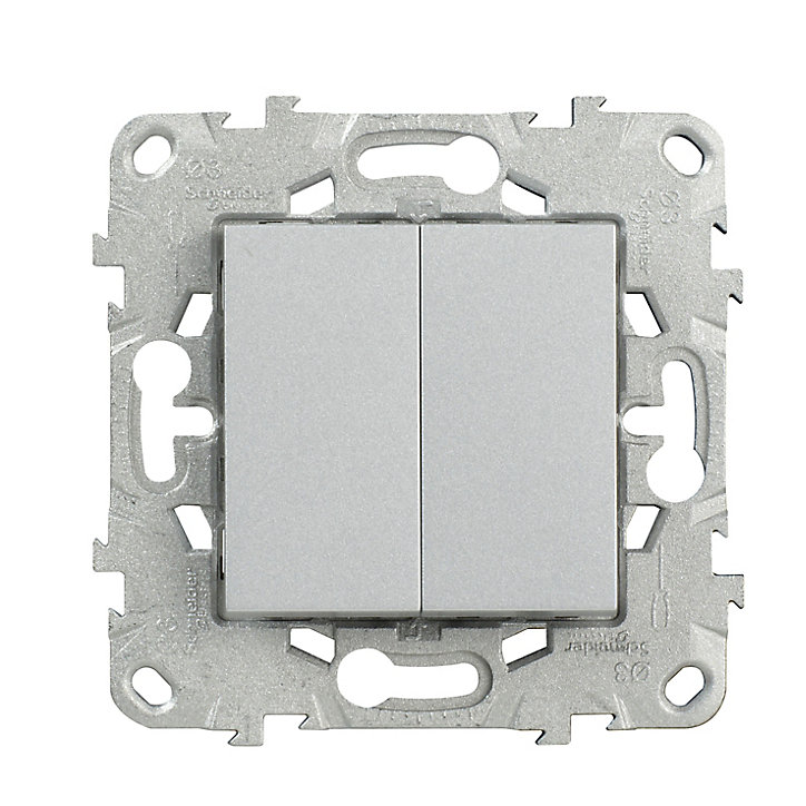 Mécanisme interrupteur double va-et-vient Schneider Electric Unica Déco aluminium