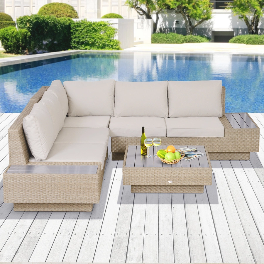 Outsunny Luxus Polyrattan Loungeset beige