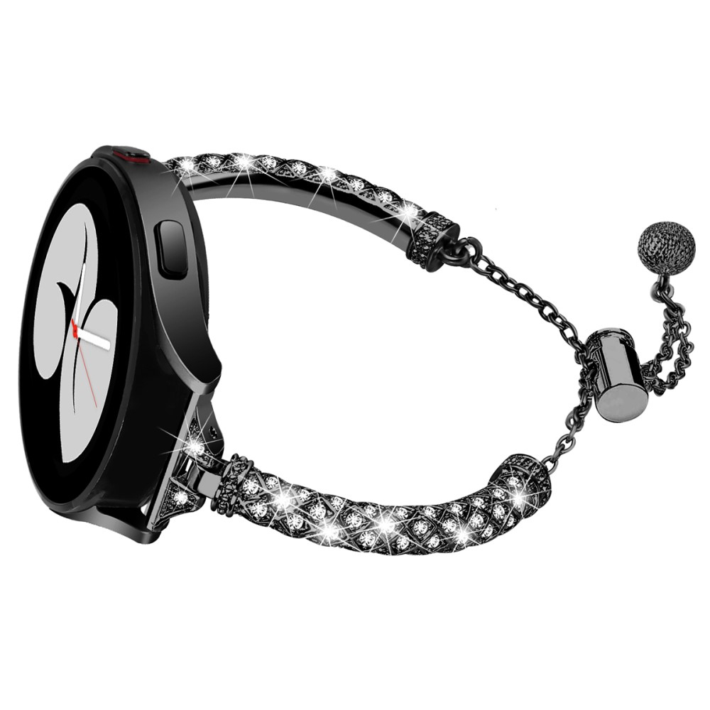 Samsung Galaxy Watch Active 2 (44mm) Strassstein Armreif Edelstahl Schmuckarmband (Gelenkumfang: 160-220mm) - Schwarz