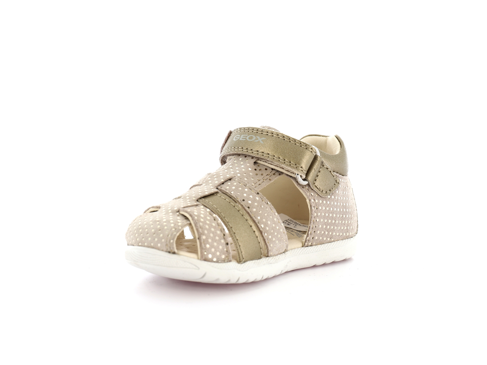 Geox-SANDAL MACCHIA GIR B254WB Cuir Beige Or