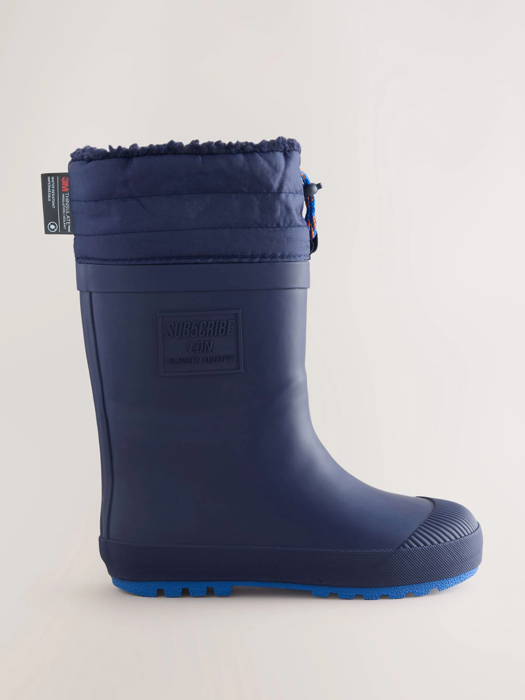 Donkerblauw - Warme gevoerde regenlaarzen met rand